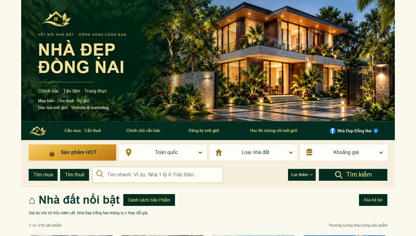 Website Nhà Đẹp Đồng Nai đã bàn giao